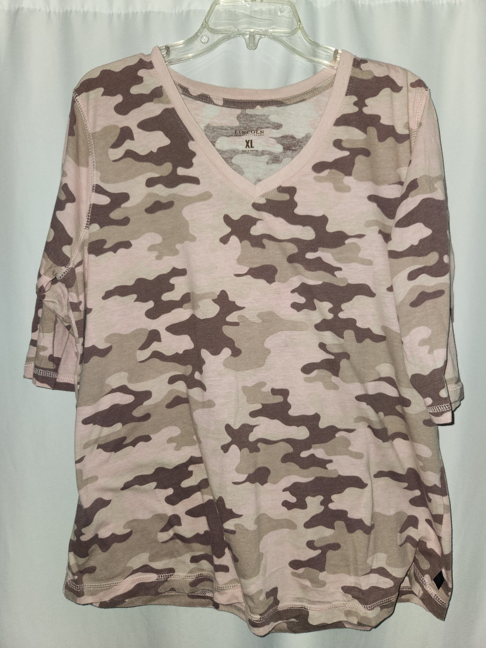 Classic V-Neck Pink Camo Short Sleeve Tee #outdoor activities #rugged #graphic
